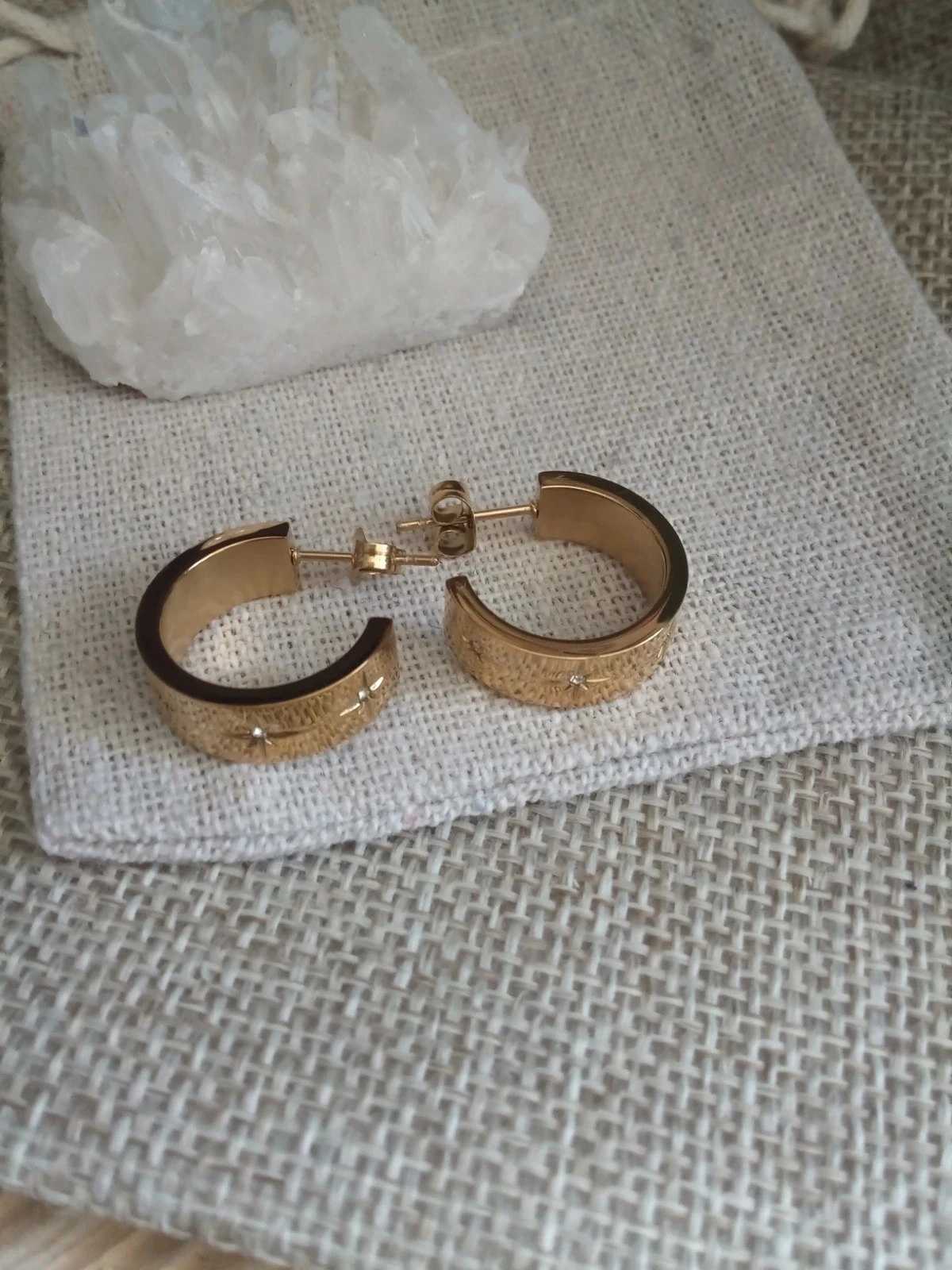 Boucles d'oreilles acier inoxydable et zircons – photo 3